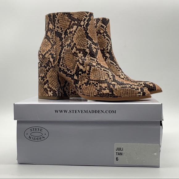 MAXSOLD Steve Madden Julianne Snake Print Block Heel Women's Boot - Picture 14 of 15